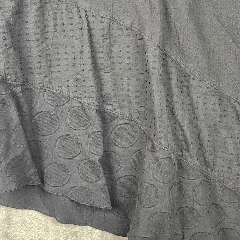 Produce‎ Co Tunic Top Womens Large Black Textured Asymmetrical Hem Cotton Boho - Picture 3 of 10